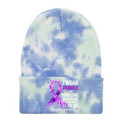 I Wear Purple For Someone Special Prematurity Awareness Gift Tie Dye 12in Knit Beanie