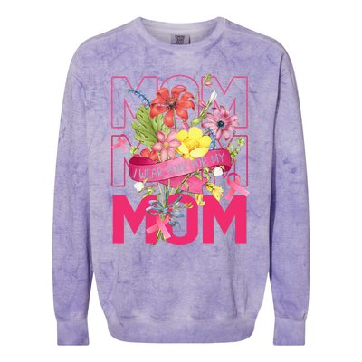 I Wear Pink For My Mom Breast Cancer Awareness Pink Ribbons Colorblast Crewneck Sweatshirt