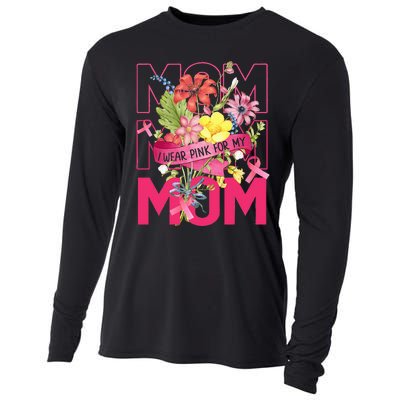 I Wear Pink For My Mom Breast Cancer Awareness Pink Ribbons Cooling Performance Long Sleeve Crew