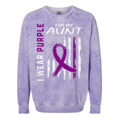 I Wear Purple For My Aunt Lupus Awareness American Flag Colorblast Crewneck Sweatshirt