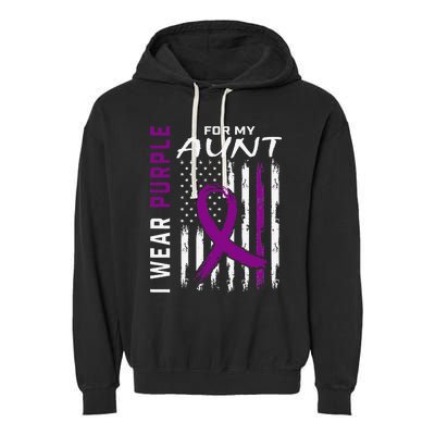 I Wear Purple For My Aunt Lupus Awareness American Flag Garment-Dyed Fleece Hoodie