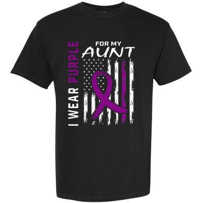 I Wear Purple For My Aunt Lupus Awareness American Flag Garment-Dyed Heavyweight T-Shirt