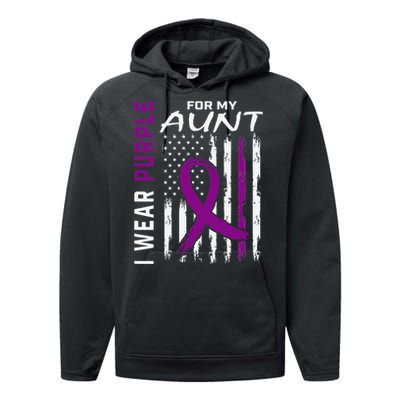 I Wear Purple For My Aunt Lupus Awareness American Flag Performance Fleece Hoodie