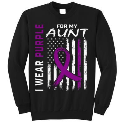 I Wear Purple For My Aunt Lupus Awareness American Flag Sweatshirt