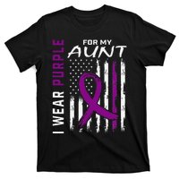 I Wear Purple For My Aunt Lupus Awareness American Flag T-Shirt