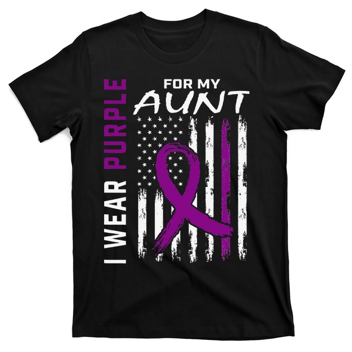 I Wear Purple For My Aunt Lupus Awareness American Flag T-Shirt