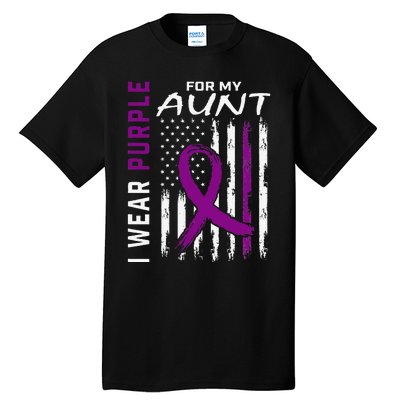 I Wear Purple For My Aunt Lupus Awareness American Flag Tall T-Shirt