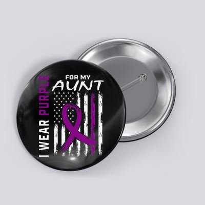 I Wear Purple For My Aunt Lupus Awareness American Flag Button
