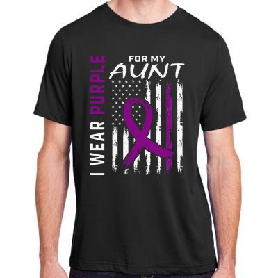 I Wear Purple For My Aunt Lupus Awareness American Flag Adult ChromaSoft Performance T-Shirt