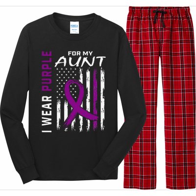 I Wear Purple For My Aunt Lupus Awareness American Flag Long Sleeve Pajama Set