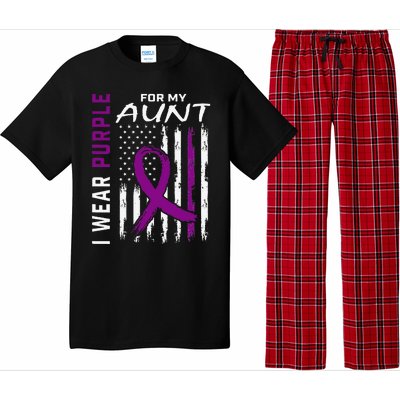 I Wear Purple For My Aunt Lupus Awareness American Flag Pajama Set