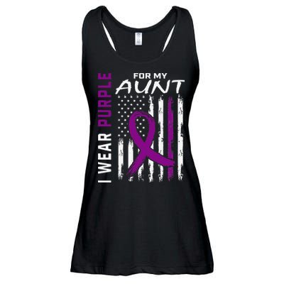 I Wear Purple For My Aunt Lupus Awareness American Flag Ladies Essential Flowy Tank