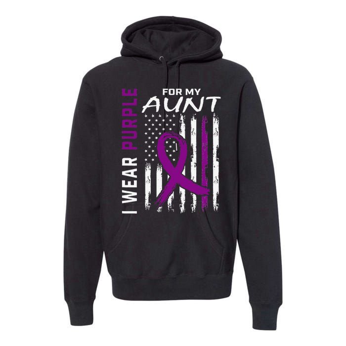 I Wear Purple For My Aunt Lupus Awareness American Flag Premium Hoodie