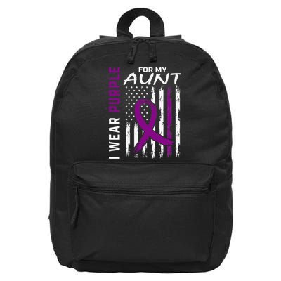I Wear Purple For My Aunt Lupus Awareness American Flag 16 in Basic Backpack
