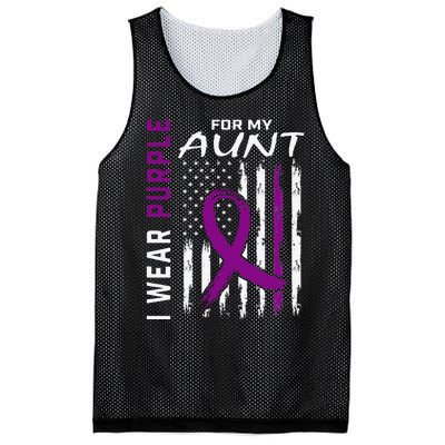 I Wear Purple For My Aunt Lupus Awareness American Flag Mesh Reversible Basketball Jersey Tank