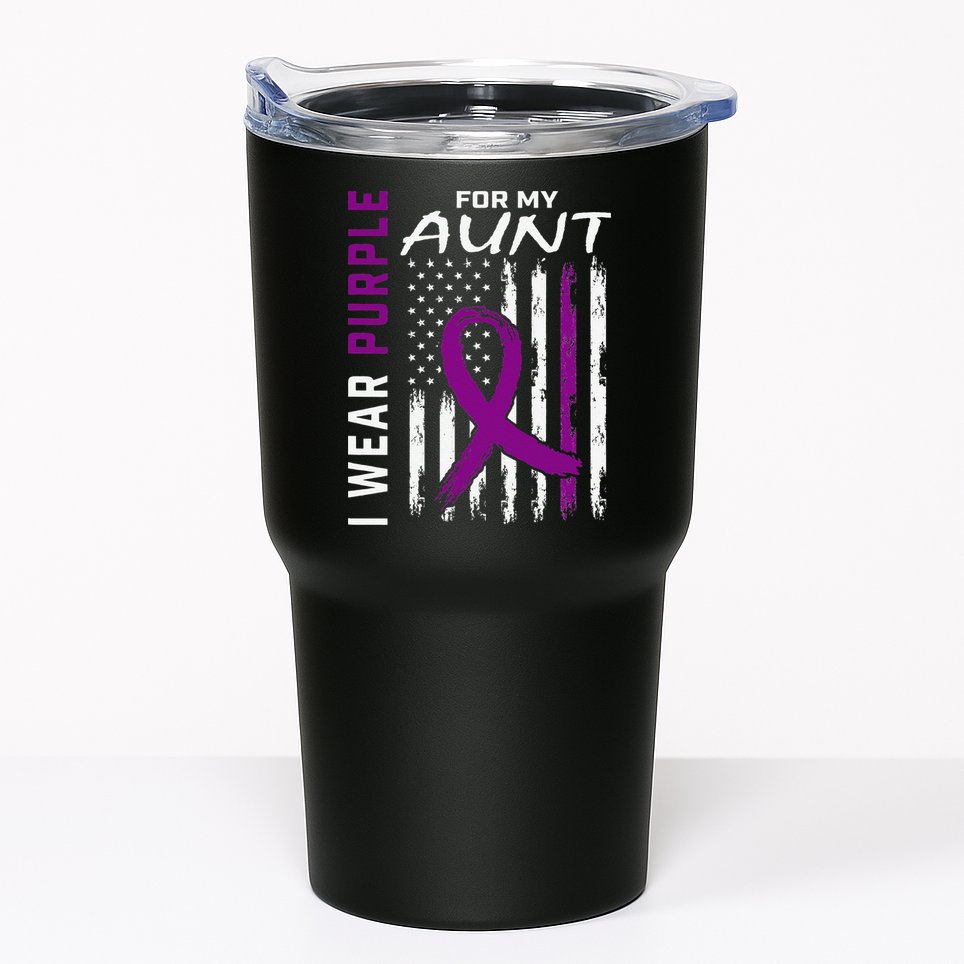 I Wear Purple For My Aunt Lupus Awareness American Flag Tumbler