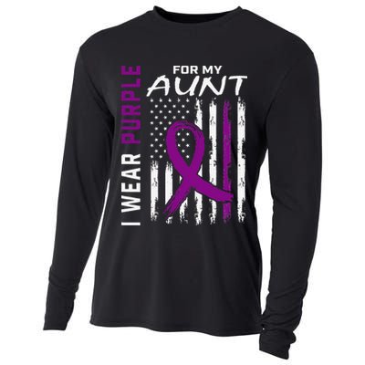I Wear Purple For My Aunt Lupus Awareness American Flag Cooling Performance Long Sleeve Crew
