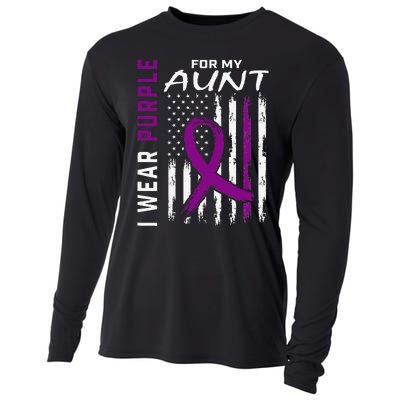 I Wear Purple For My Aunt Lupus Awareness American Flag Cooling Performance Long Sleeve Crew