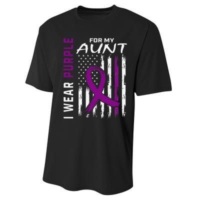 I Wear Purple For My Aunt Lupus Awareness American Flag Performance Sprint T-Shirt