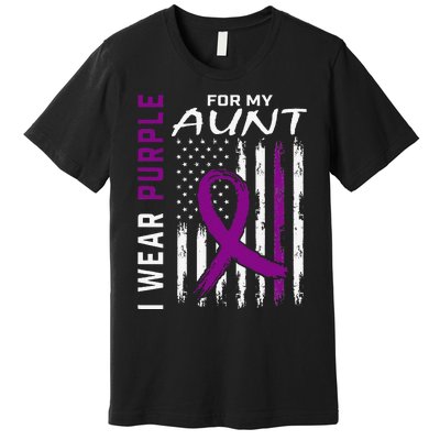 I Wear Purple For My Aunt Lupus Awareness American Flag Premium T-Shirt