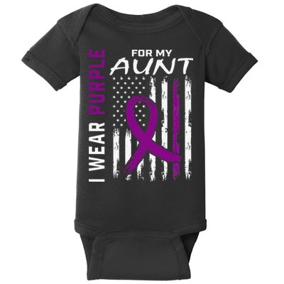 I Wear Purple For My Aunt Lupus Awareness American Flag Baby Bodysuit