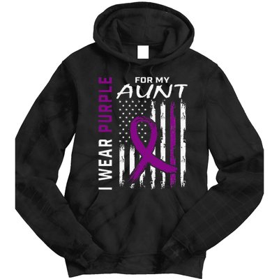 I Wear Purple For My Aunt Lupus Awareness American Flag Tie Dye Hoodie