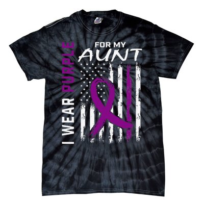 I Wear Purple For My Aunt Lupus Awareness American Flag Tie-Dye T-Shirt