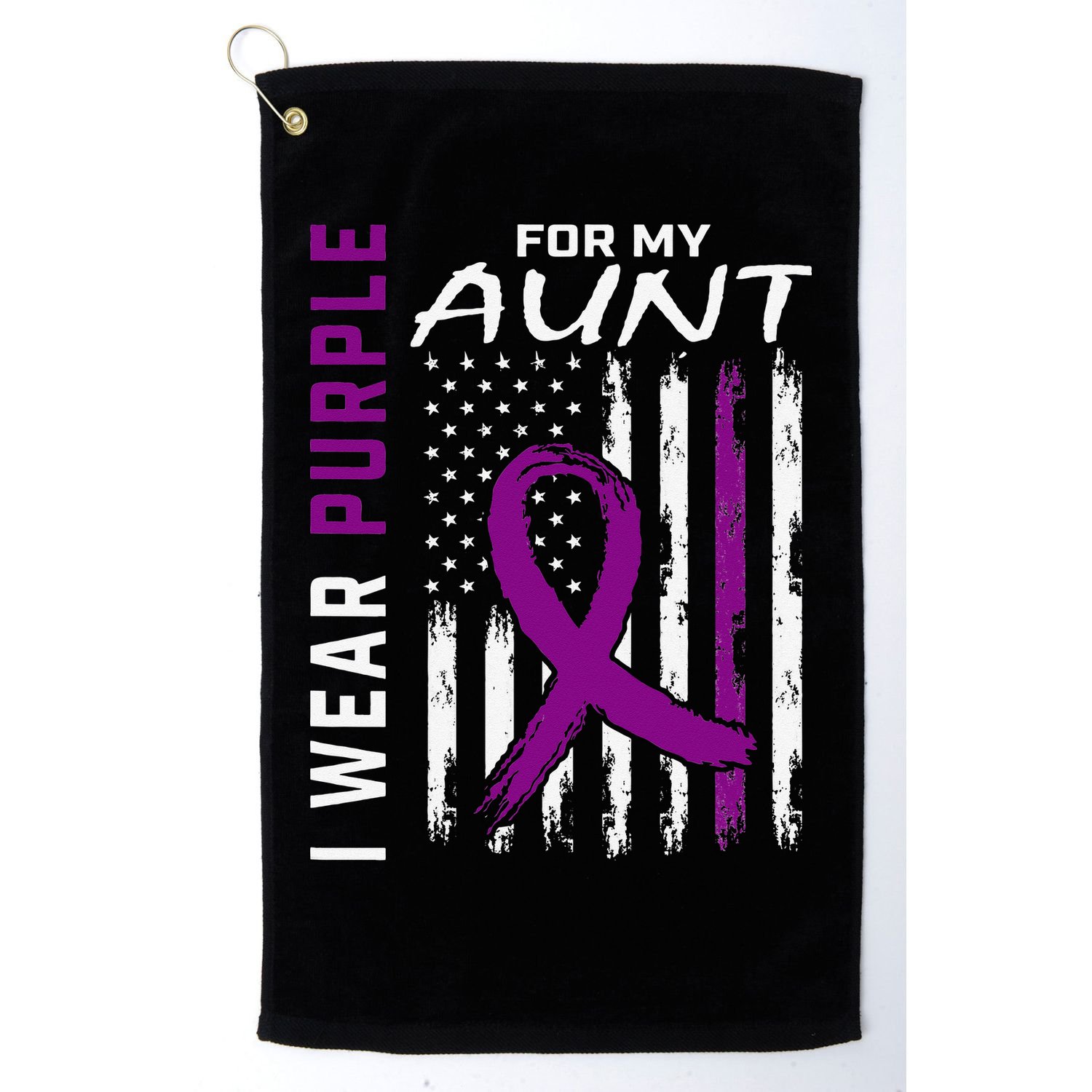 I Wear Purple For My Aunt Lupus Awareness American Flag Golf Towel