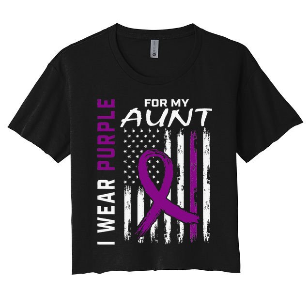 I Wear Purple For My Aunt Lupus Awareness American Flag Crop Top