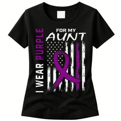 I Wear Purple For My Aunt Lupus Awareness American Flag Womens T-Shirt