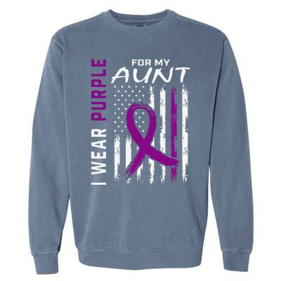 I Wear Purple For My Aunt Lupus Awareness American Flag Garment-Dyed Sweatshirt