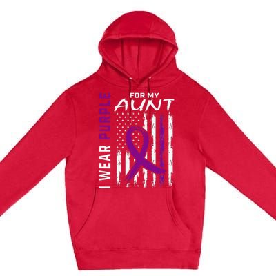 I Wear Purple For My Aunt Lupus Awareness American Flag Premium Pullover Hoodie