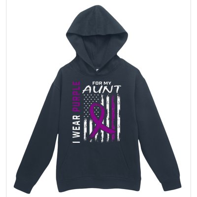 I Wear Purple For My Aunt Lupus Awareness American Flag Urban Pullover Hoodie