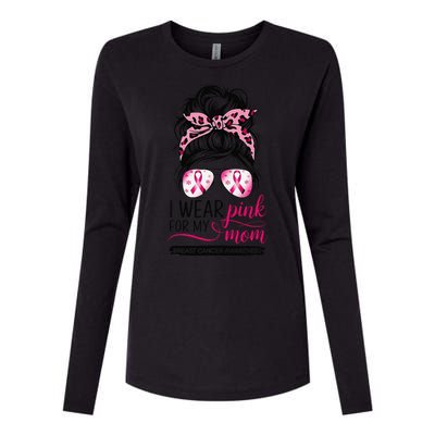 I Wear P.Ink For My Mom Breast Cancer Awareness Girl Support Gift Womens Cotton Relaxed Long Sleeve T-Shirt