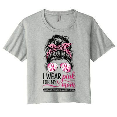 I Wear P.Ink For My Mom Breast Cancer Awareness Girl Support Gift Women's Crop Top Tee