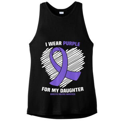 I Wear Purple For My Daughter Domestic Violence Awareness Ladies PosiCharge Tri-Blend Wicking Tank