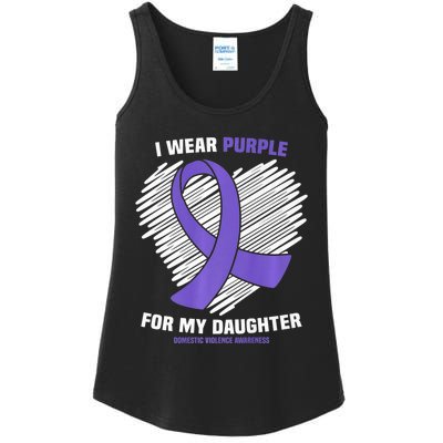 I Wear Purple For My Daughter Domestic Violence Awareness Ladies Essential Tank