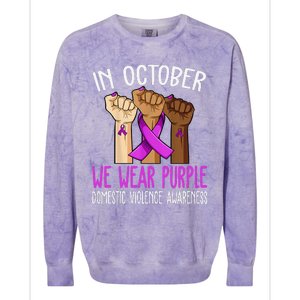 I Wear Purple Domestic Violence Awareness Gift Colorblast Crewneck Sweatshirt