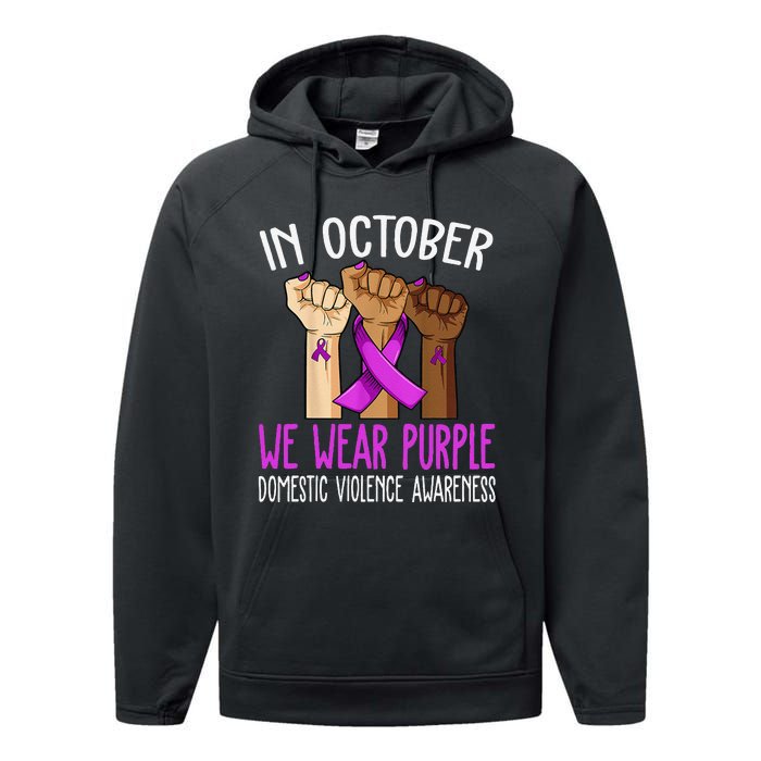 I Wear Purple Domestic Violence Awareness Gift Performance Fleece Hoodie