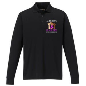 I Wear Purple Domestic Violence Awareness Gift Performance Long Sleeve Polo