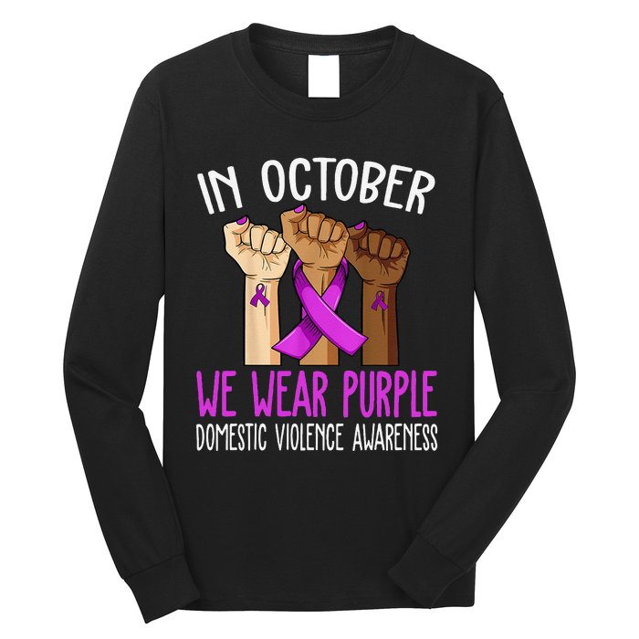 I Wear Purple Domestic Violence Awareness Gift Long Sleeve Shirt