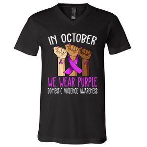 I Wear Purple Domestic Violence Awareness Gift V-Neck T-Shirt