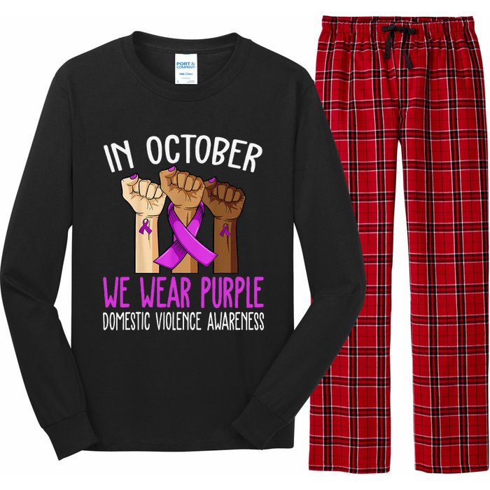 I Wear Purple Domestic Violence Awareness Gift Long Sleeve Pajama Set