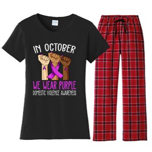 I Wear Purple Domestic Violence Awareness Gift Women's Flannel Pajama Set