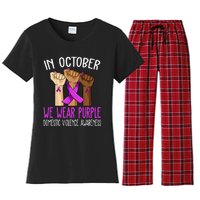 I Wear Purple Domestic Violence Awareness Gift Women's Flannel Pajama Set