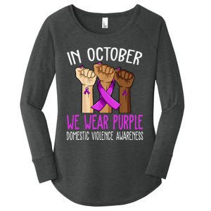 I Wear Purple Domestic Violence Awareness Gift Women's Perfect Tri Tunic Long Sleeve Shirt