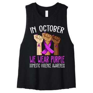 I Wear Purple Domestic Violence Awareness Gift Women's Racerback Cropped Tank