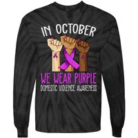 I Wear Purple Domestic Violence Awareness Gift Tie-Dye Long Sleeve Shirt