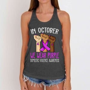 I Wear Purple Domestic Violence Awareness Gift Women's Knotted Racerback Tank