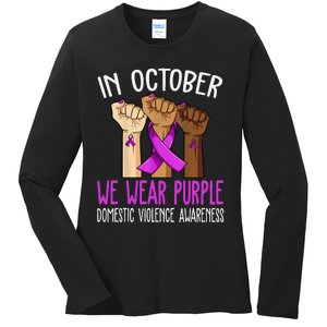 I Wear Purple Domestic Violence Awareness Gift Ladies Long Sleeve Shirt